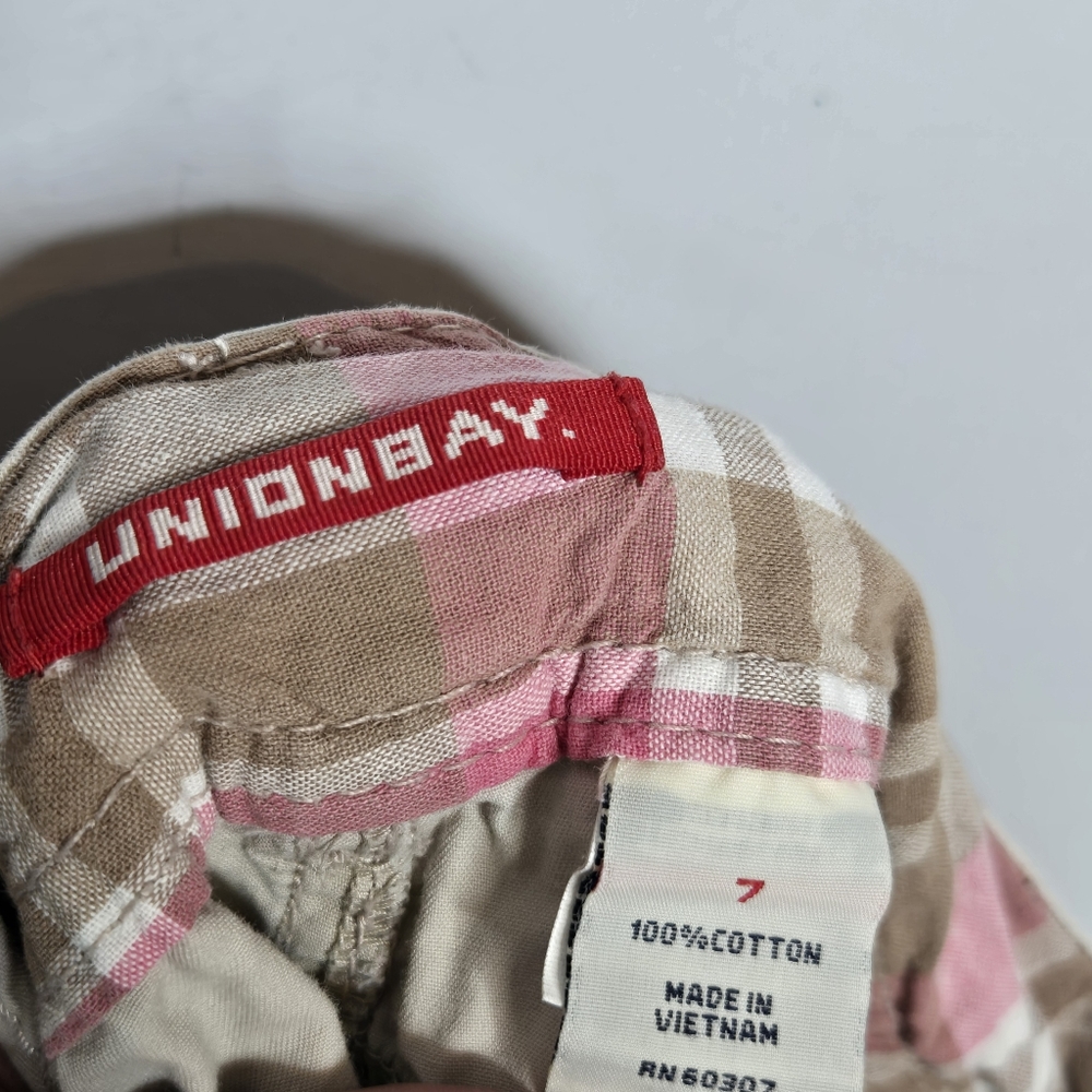 UnionBay Y2k 90s Low Rise Khaki‎ Shorts Juniors Size 7 Cargo Short Pockets - Picture 7 of 8